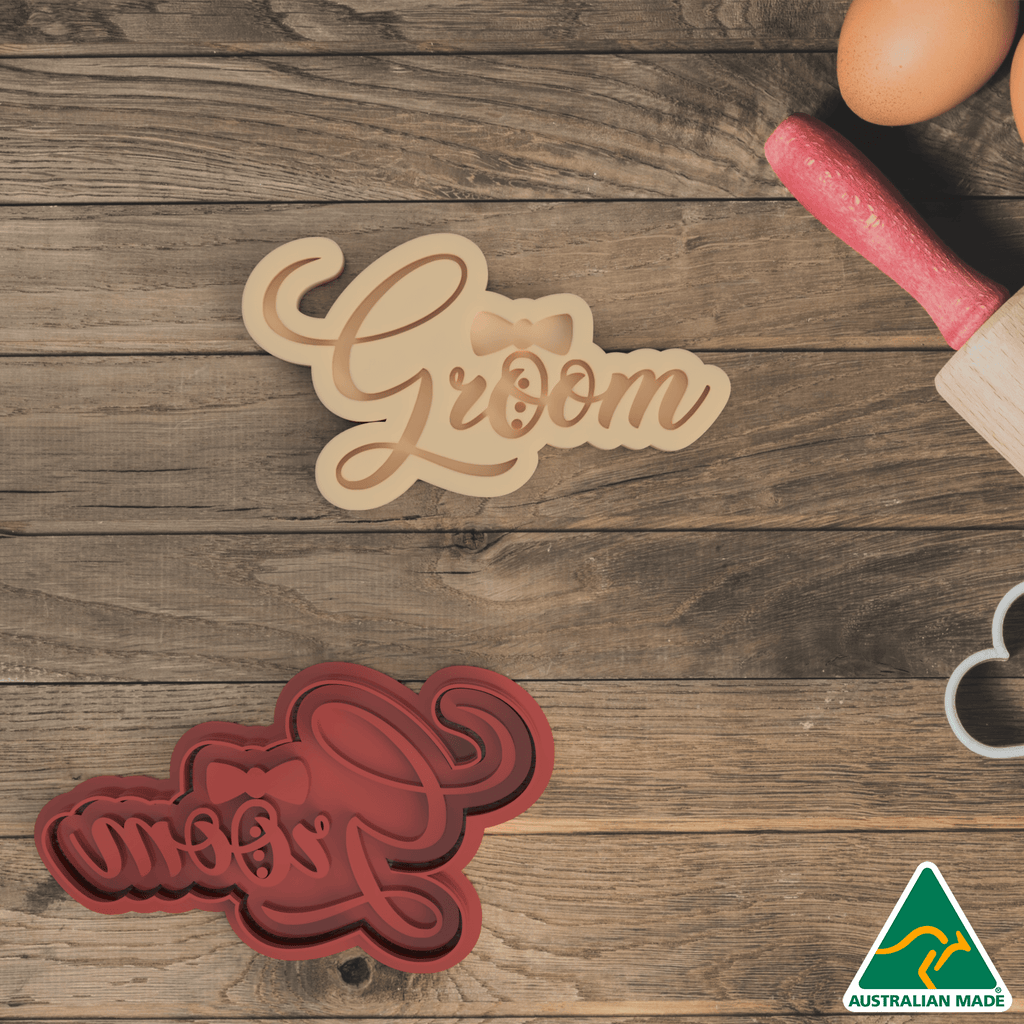 Australian Cookie Cutters Cookie Cutters 10cm Groom Cookie Cutter and Embosser Stamp