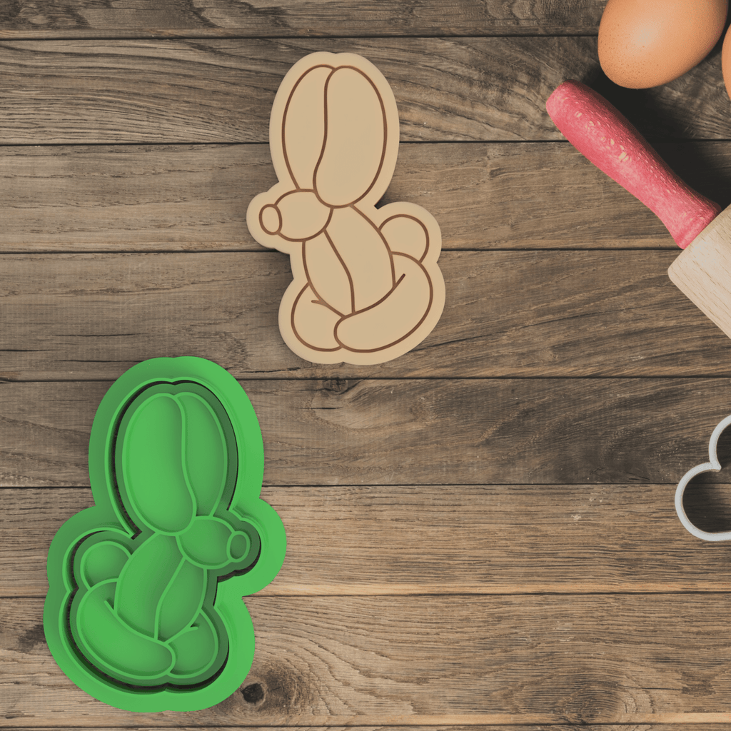 Green Balloon Dog Cookie Cutter and Embosser Stamp