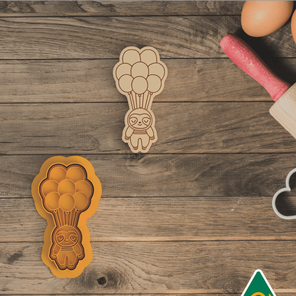 Australian Cookie Cutters Cookie Cutters Balloon Sloth Cookie Cutter and Embosser Stamp
