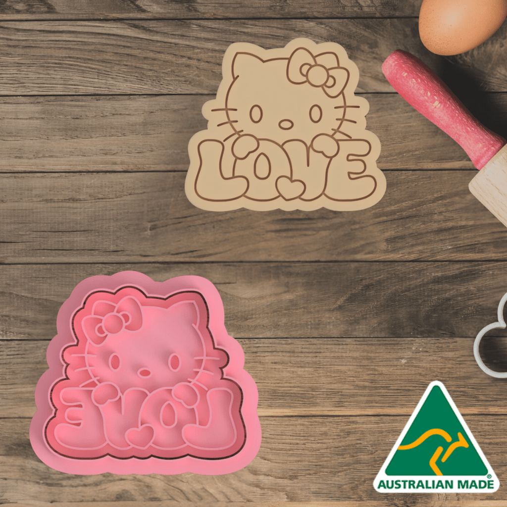 Love Kitty Cookie Cutter and Embosser Stamp