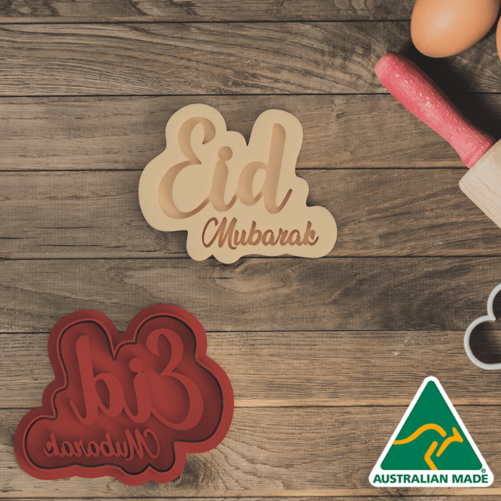 Australian Cookie Cutters Cookie Cutters Eid Mubarak 4 Cookie Cutter and Embosser Stamp