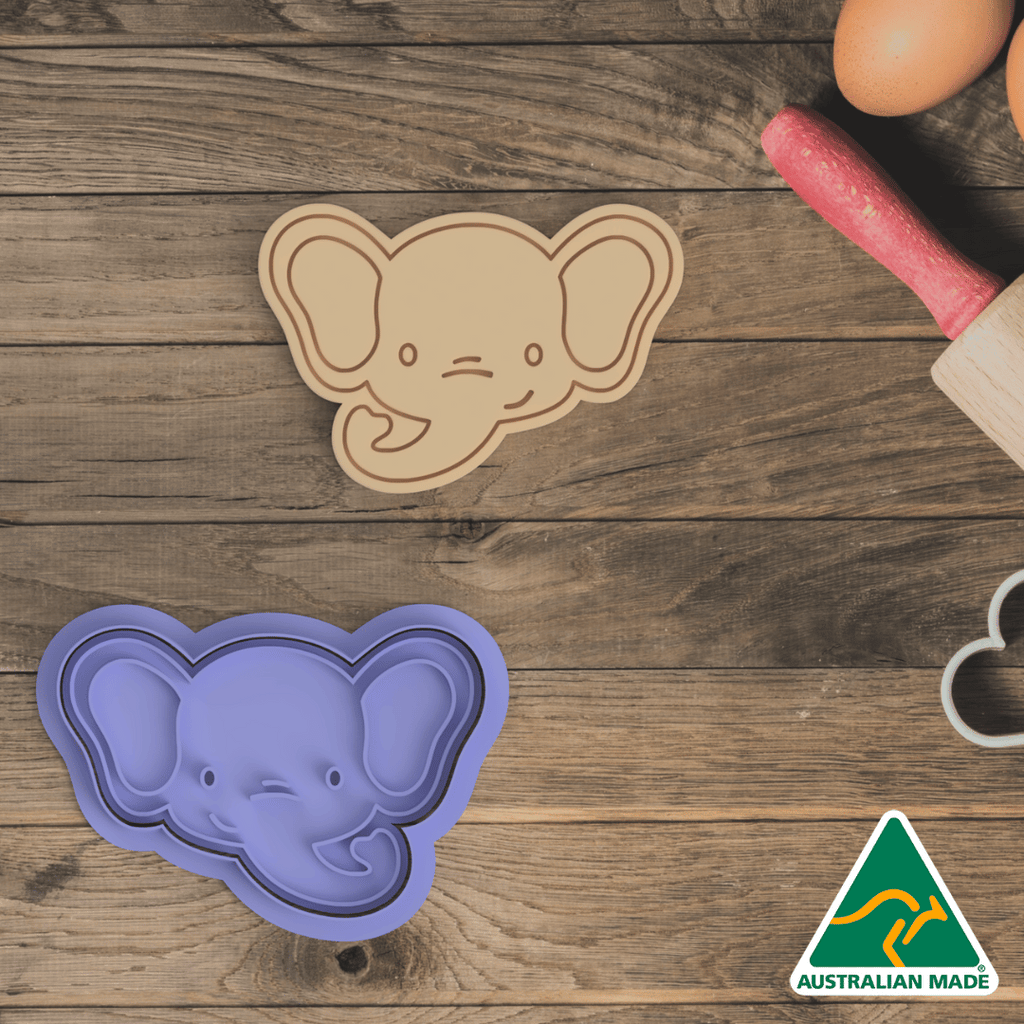 Australian Cookie Cutters Cookie Cutters Elephant Head Cookie Cutter and Embosser Stamp