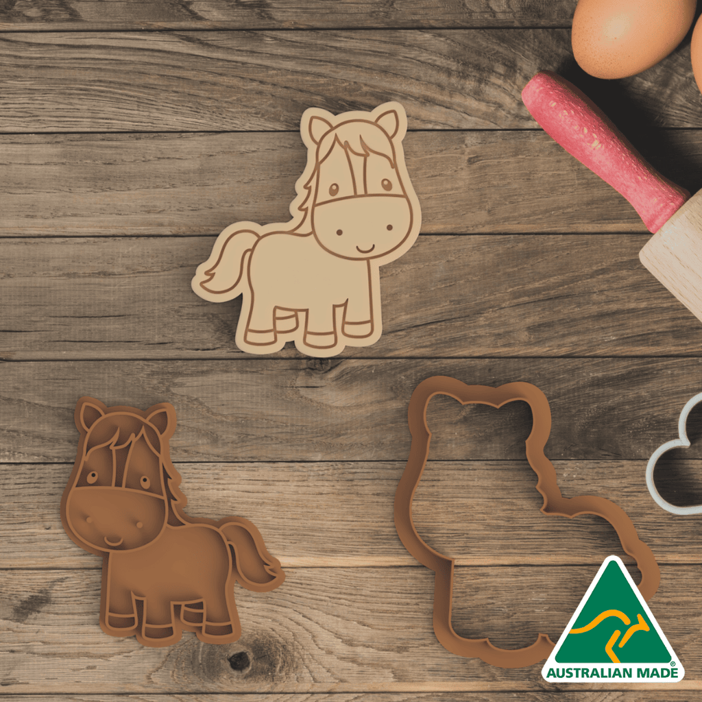 Australian Cookie Cutters Cookie Cutters Farm Collection - Horse Cookie Cutter and Embosser Stamp