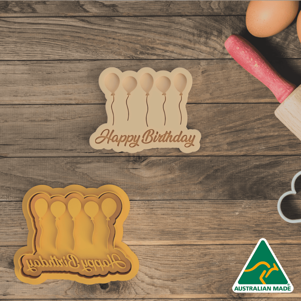 Australian Cookie Cutters Cookie Cutters Happy Birthday Balloons Cookie Cutter and Embosser Stamp