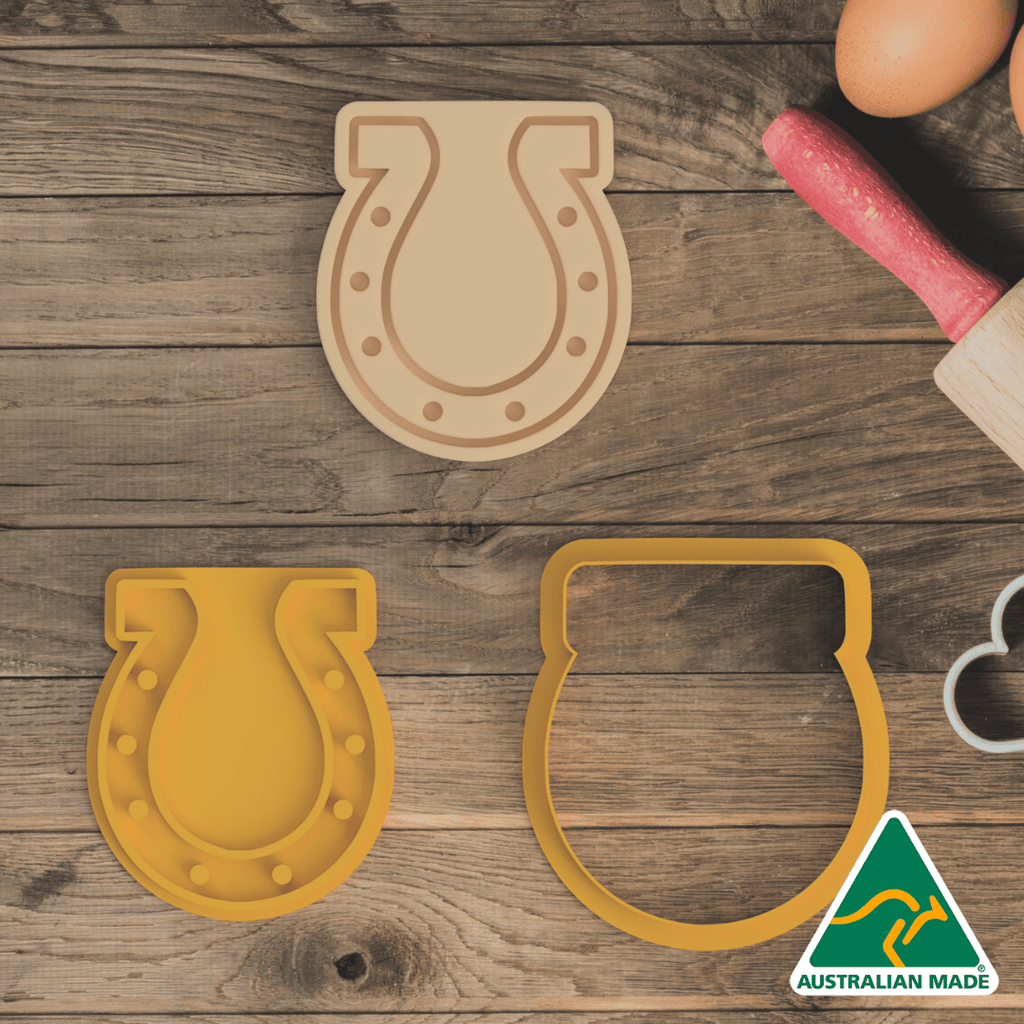 Australian Cookie Cutters Cookie Cutters Horse Shoe Cookie Cutter and Embosser Stamp