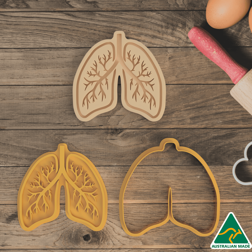 Australian Cookie Cutters Cookie Cutters Lungs Cookie Cutter and Embosser Stamp