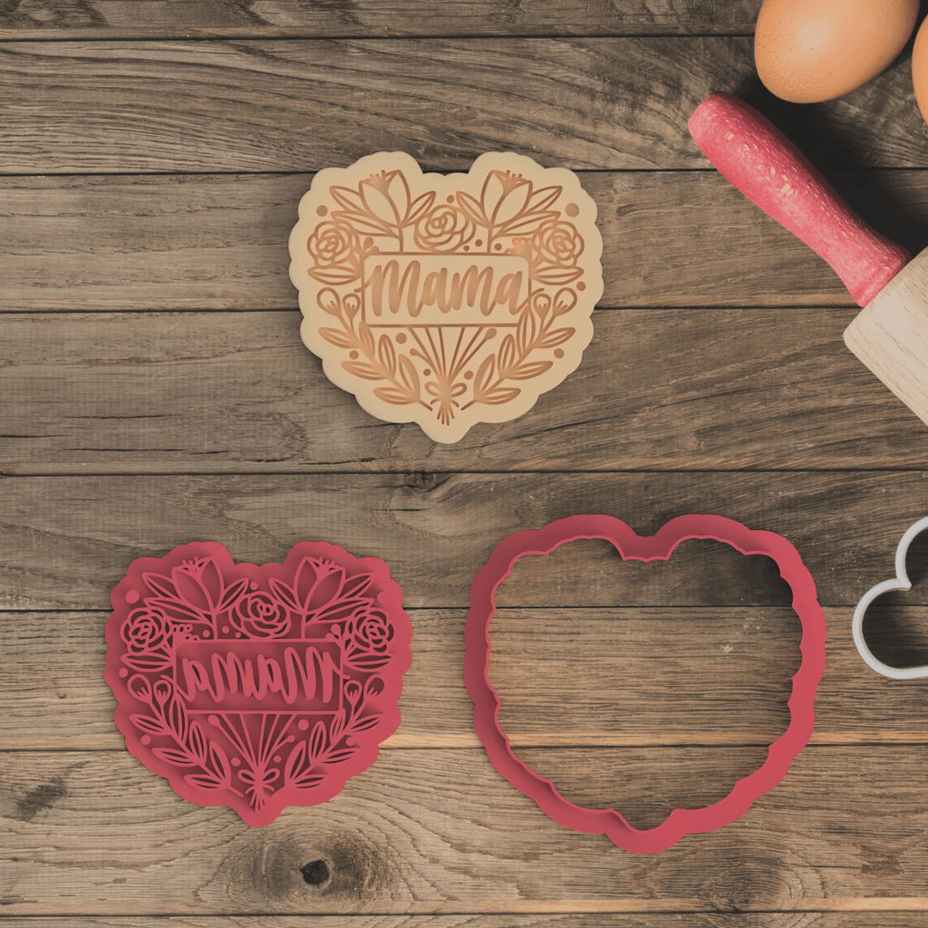 Australian Cookie Cutters Cookie Cutters Mama Flower Heart Cookie Cutter and Embosser Stamp