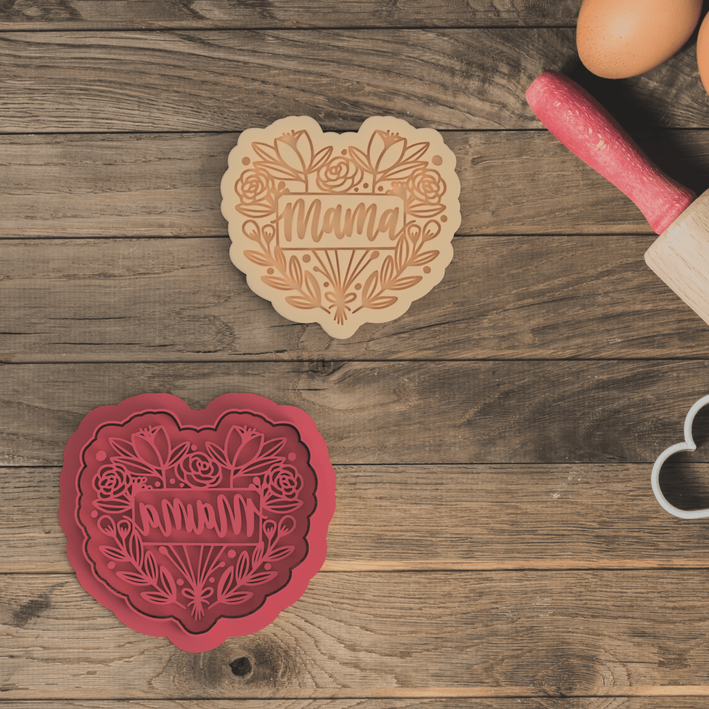 Australian Cookie Cutters Cookie Cutters Mama Flower Heart Cookie Cutter and Embosser Stamp