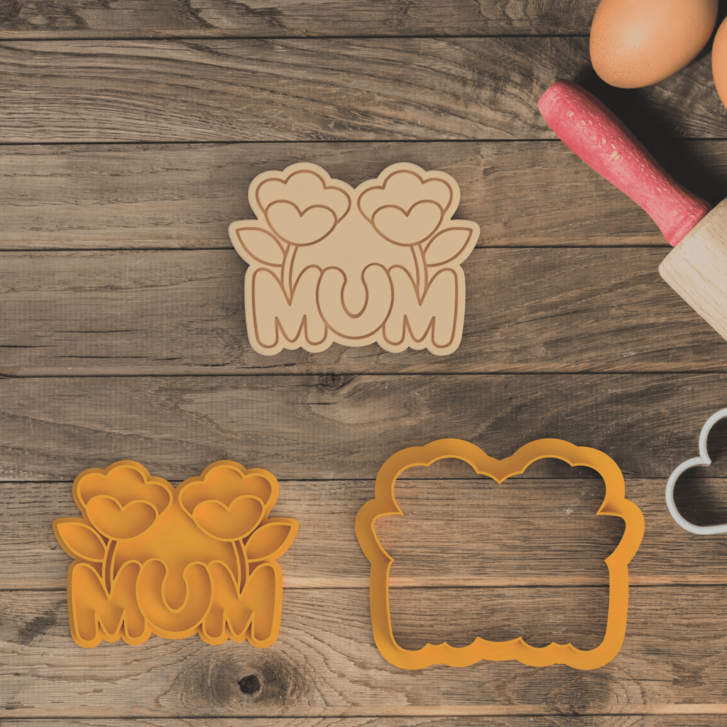 Australian Cookie Cutters Cookie Cutters Mum with Flowers Cookie Cutter and Embosser Stamp