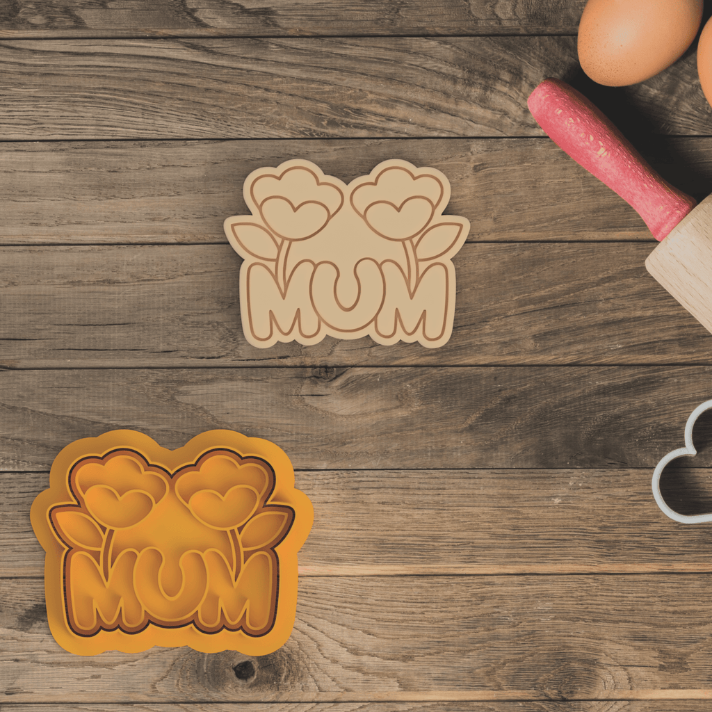Australian Cookie Cutters Cookie Cutters Mum with Flowers Cookie Cutter and Embosser Stamp