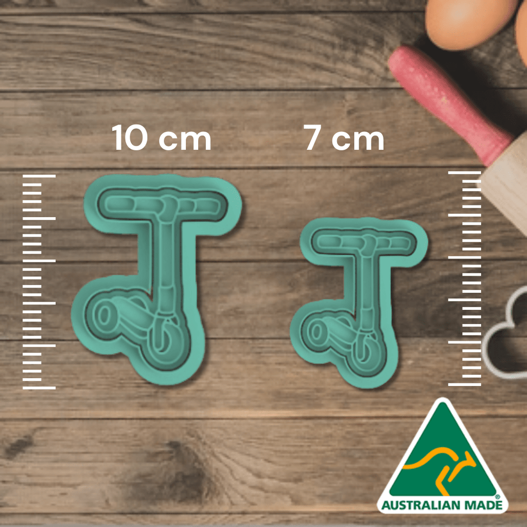 Australian Cookie Cutters Cookie Cutters Scooter Cookie Cutter and Embosser Stamp