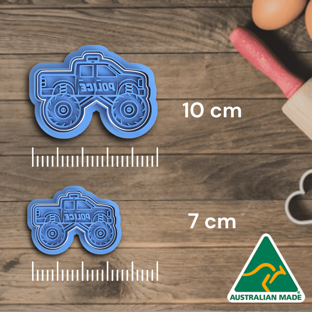 Australian Cookie Cutters Cookie Cutters Standard Monster Truck Set of 6 Cookie Cutter and Embosser Stamp