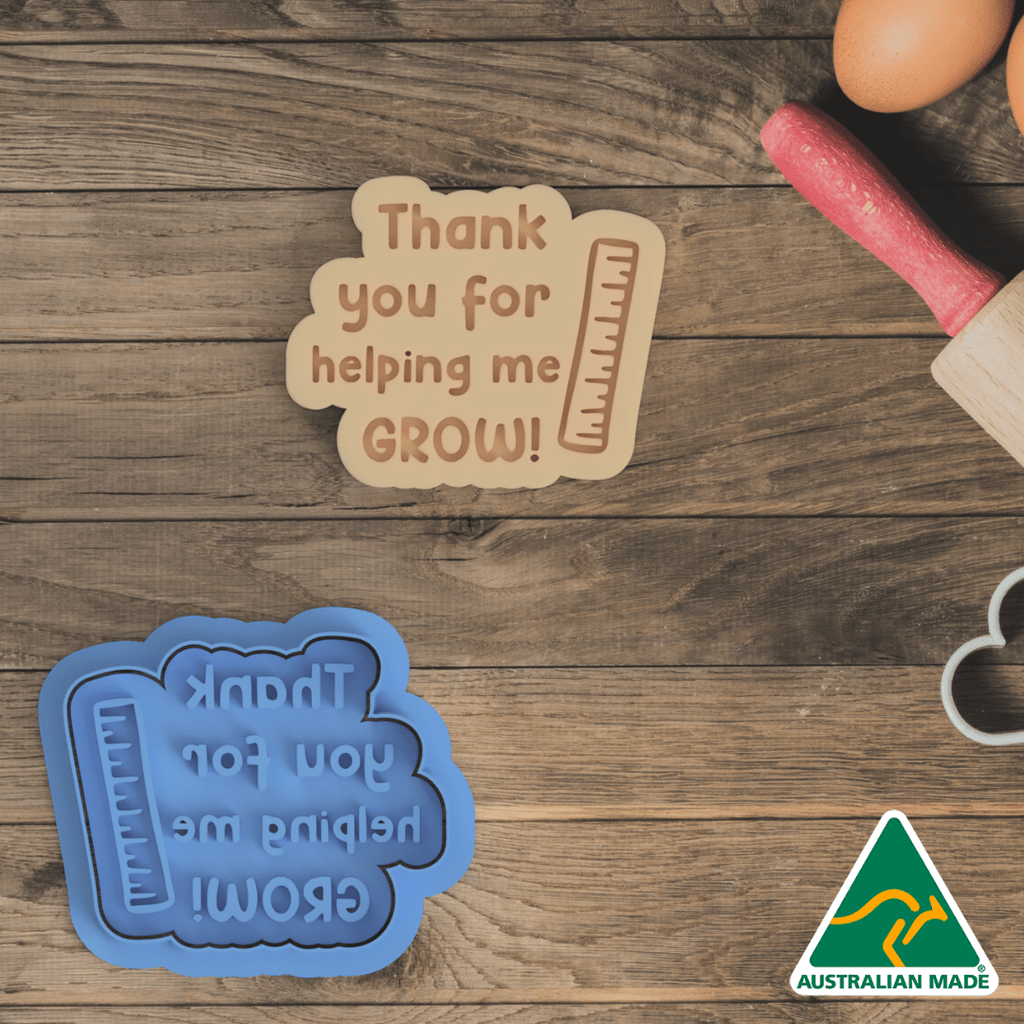 Australian Cookie Cutters Cookie Cutters Thank You For Helping Me Grow V2 Cookie Cutter and Embosser Stamp