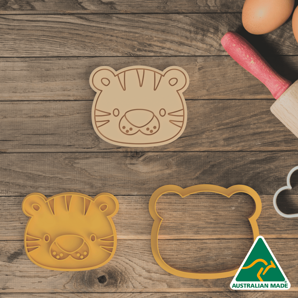 Australian Cookie Cutters Cookie Cutters Tiger Head Cookie Cutter and Embosser Stamp