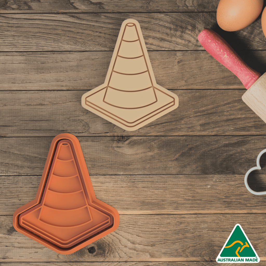 Australian Cookie Cutters Cookie Cutters Traffic Cone Cookie Cutter and Embosser Stamp