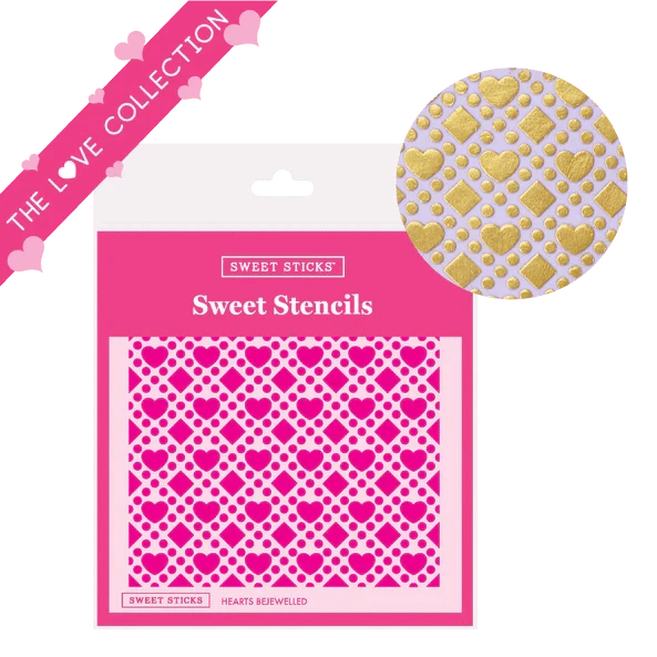 Sweet Sticks Cookie Stencil Sweet Sticks Hearts Bejewelled Stencil