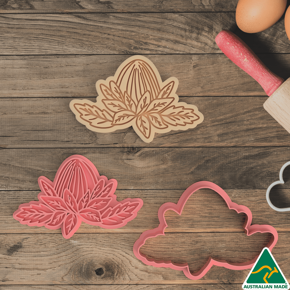 Australian Cookie Cutters Cookie Cutters 10cm Flower Cookie Cutter and Embosser Stamp