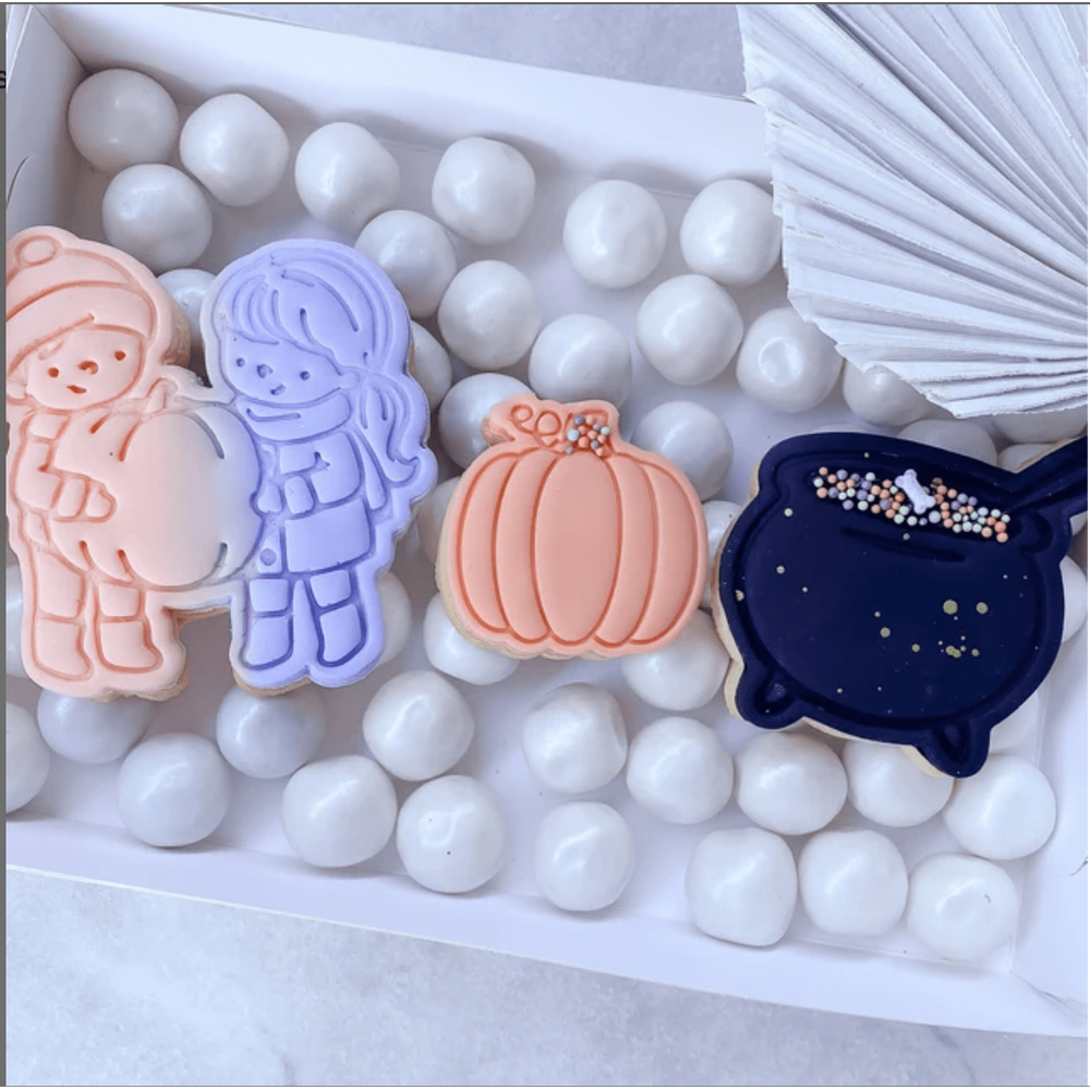 Australian Cookie Cutters Cookie Cutters 10cm Halloween Pumpkin Family Cookie Cutter and Embosser Stamp