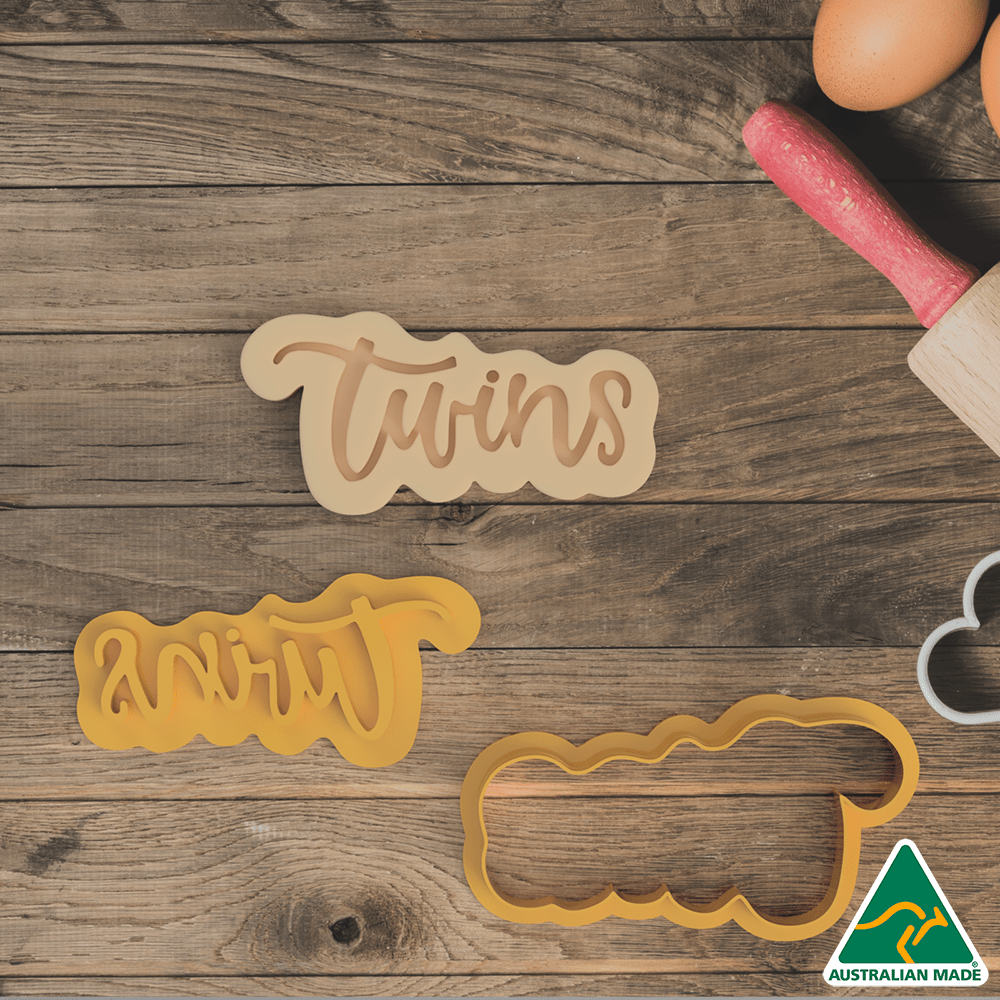 Australian Cookie Cutters Cookie Cutters 10cm Twins Cookie Cutter and Embosser Stamp