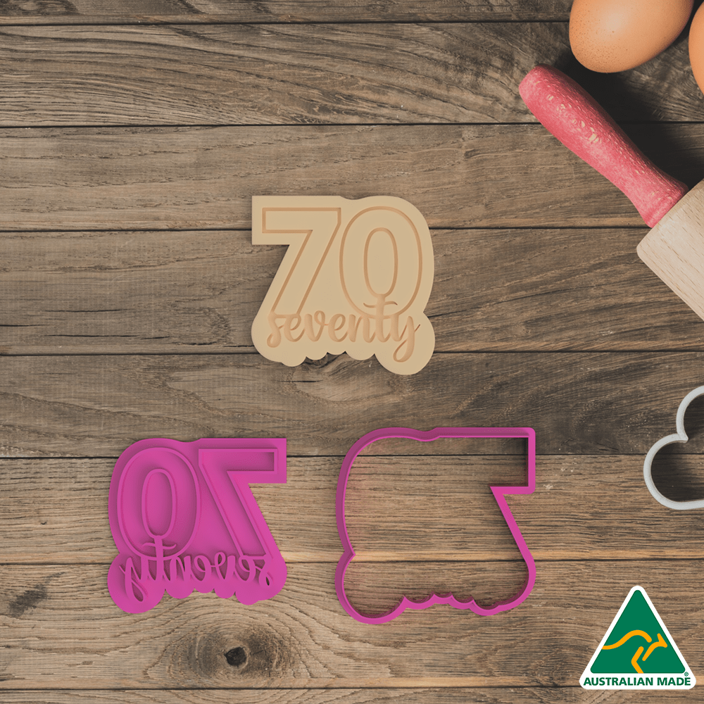 Australian Cookie Cutters Cookie Cutters 70 Seventy - Cookie Cutter and Embosser Stamp