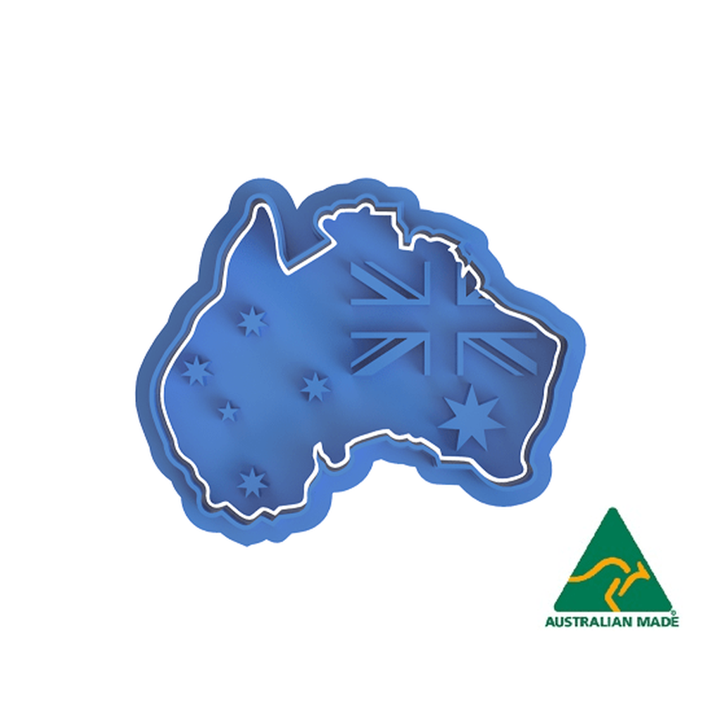Australian Cookie Cutters Cookie Cutters Australia Day- Aussie Flag + Map Cookie Cutter And Embosser Stamp