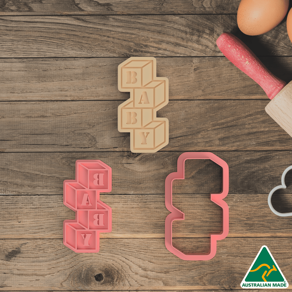 Australian Cookie Cutters Cookie Cutters Baby Blocks Cookie Cutter and Embosser Stamp