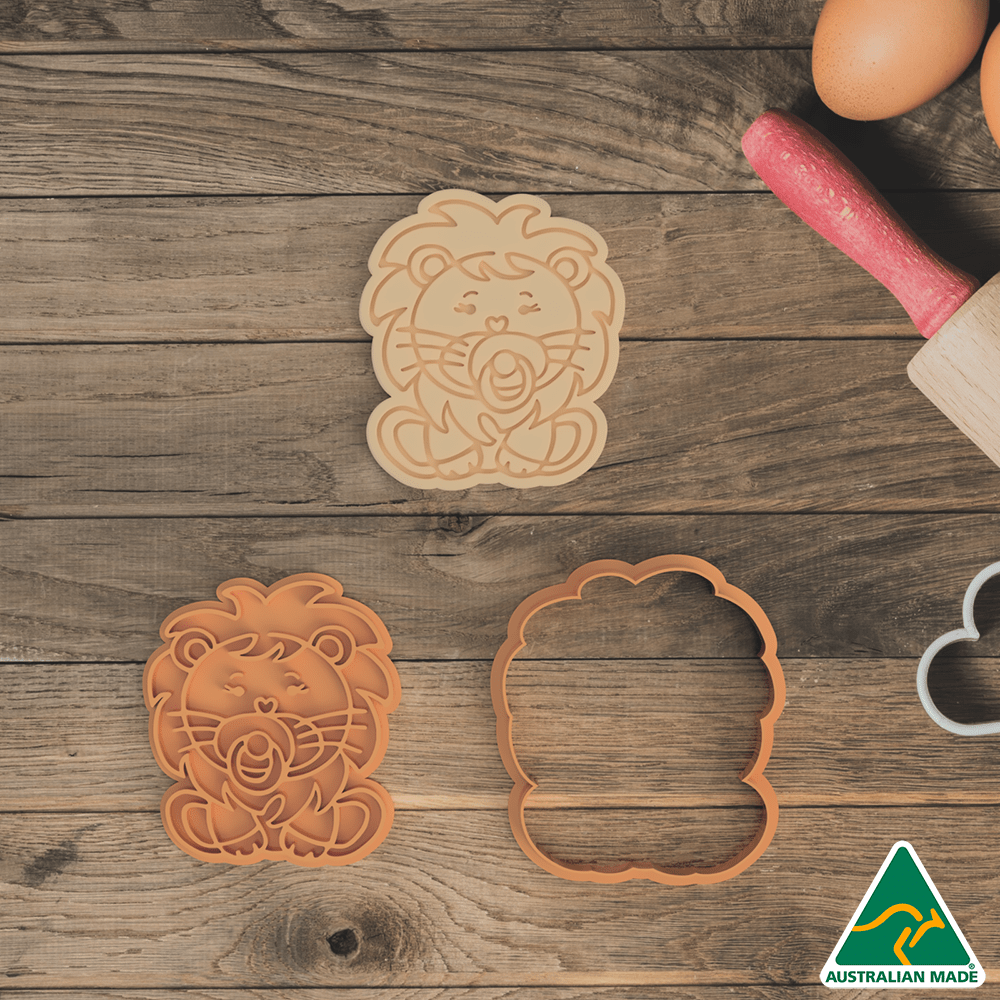Australian Cookie Cutters Cookie Cutters Baby Lion Cookie Cutter and Embosser Stamp