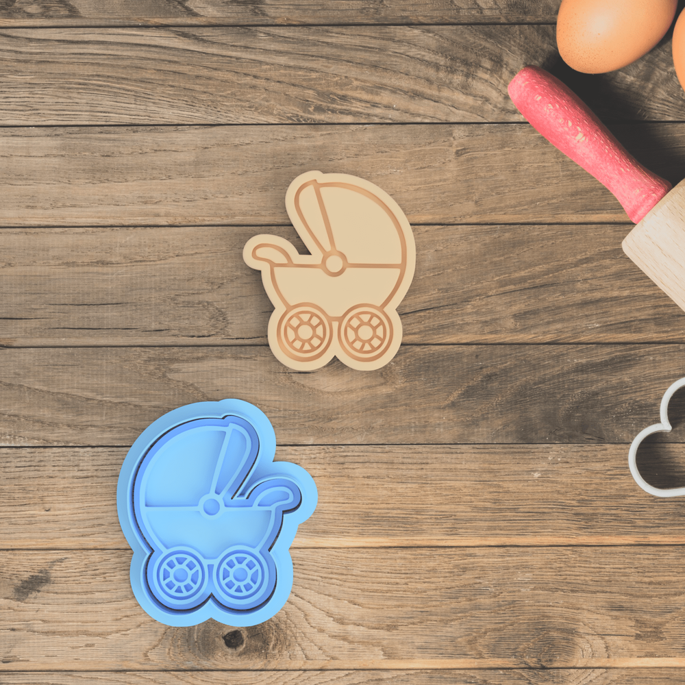 Australian Cookie Cutters Cookie Cutters Baby Pram Cookie Cutter and Embosser stamp