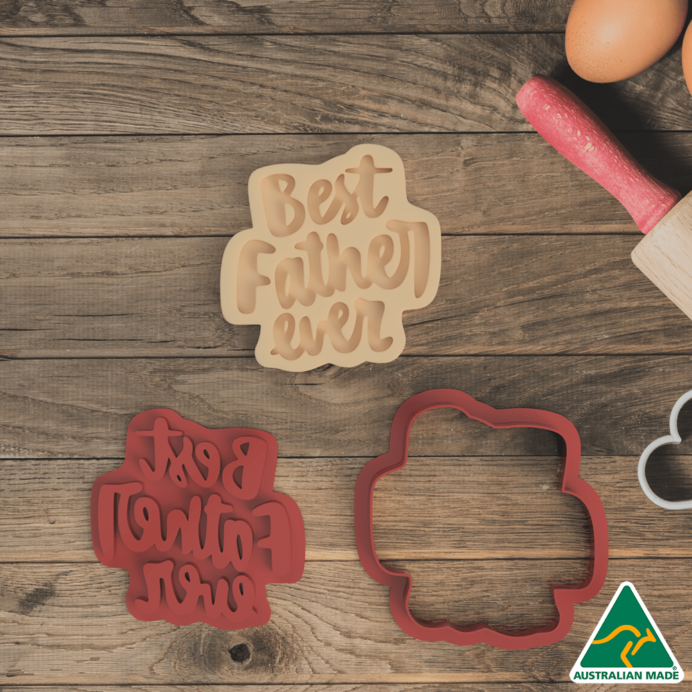 Australian Cookie Cutters Cookie Cutters Best Father Ever Cookie Cutter and Embosser Stamp