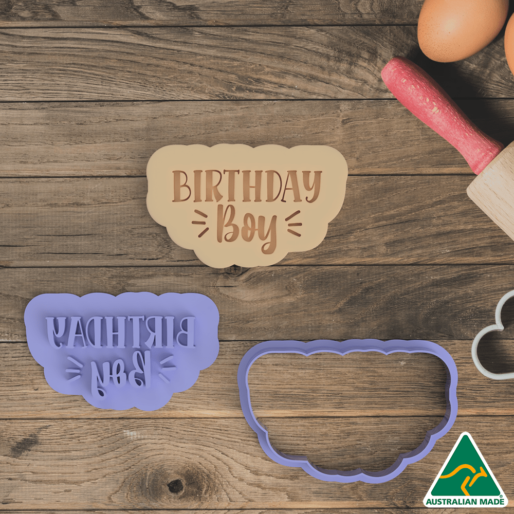 Australian Cookie Cutters Cookie Cutters Birthday Boy - Cookie Cutter and Embosser Stamp