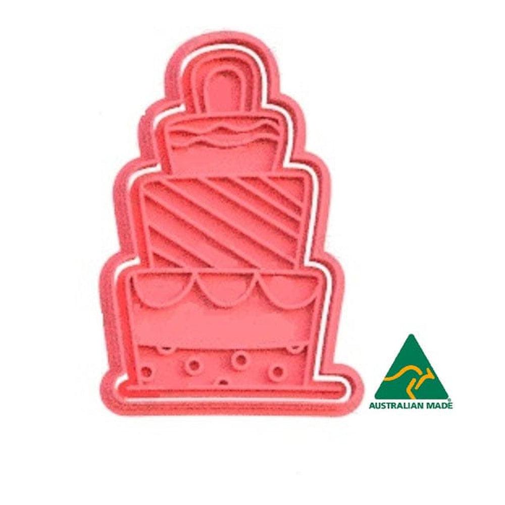 Red 4 tier wedding cake cookie cutter and embosser stamp