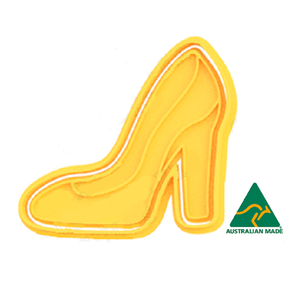 yellow wedding high heel shoes cookie cutter and embosser stamp