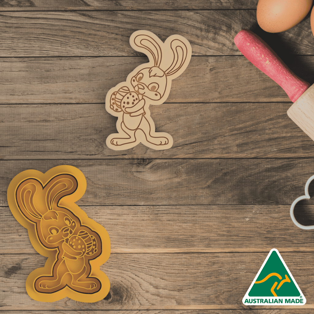 Australian Cookie Cutters Cookie Cutters Bunny Carrying Eggs Cookie Cutter And Embosser Stamp