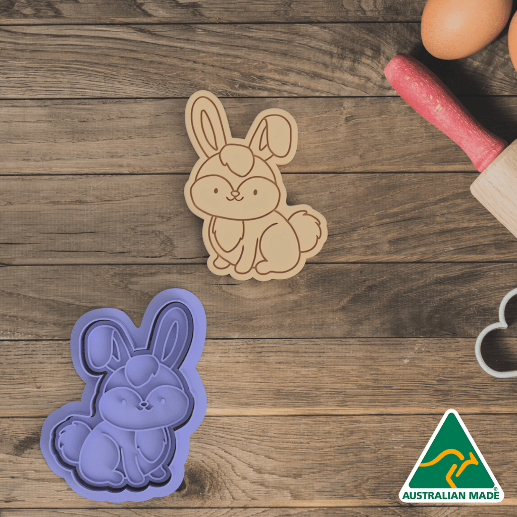 Australian Cookie Cutters Cookie Cutters Bunny Cookie Cutter and Embosser Stamp