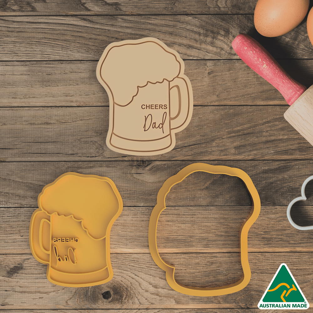 Australian Cookie Cutters Cookie Cutters Cheers Dad Cookie Cutter and Embosser Stamp