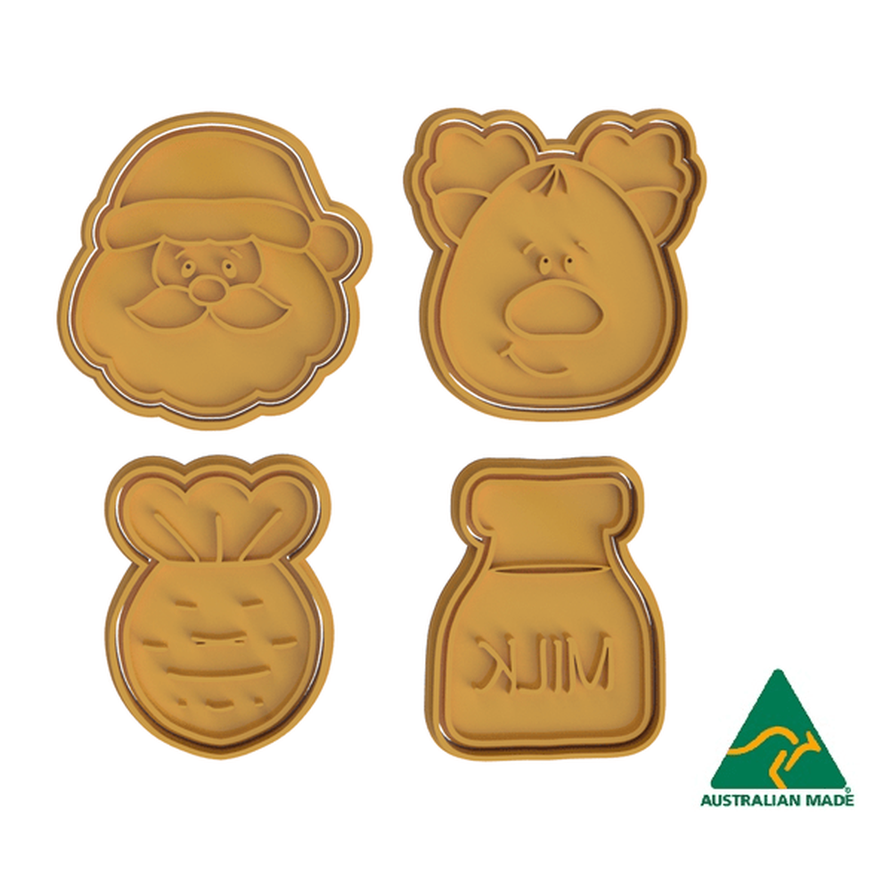 Australian Cookie Cutters Cookie Cutters Christmas Eve Set of 4 Cookie Cutter and Embosser Stamp