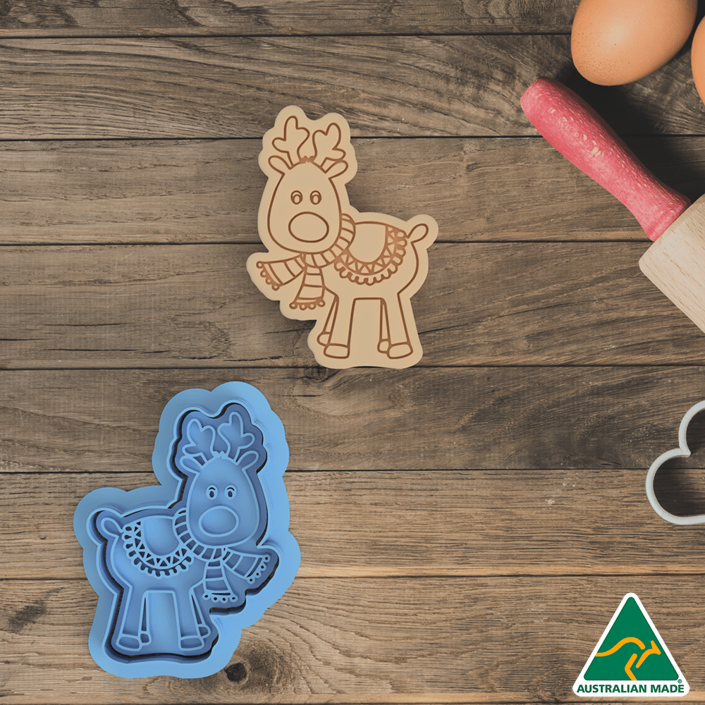 Australian Cookie Cutters Cookie Cutters Christmas Reindeer Cookie Cutter and Embosser Stamp