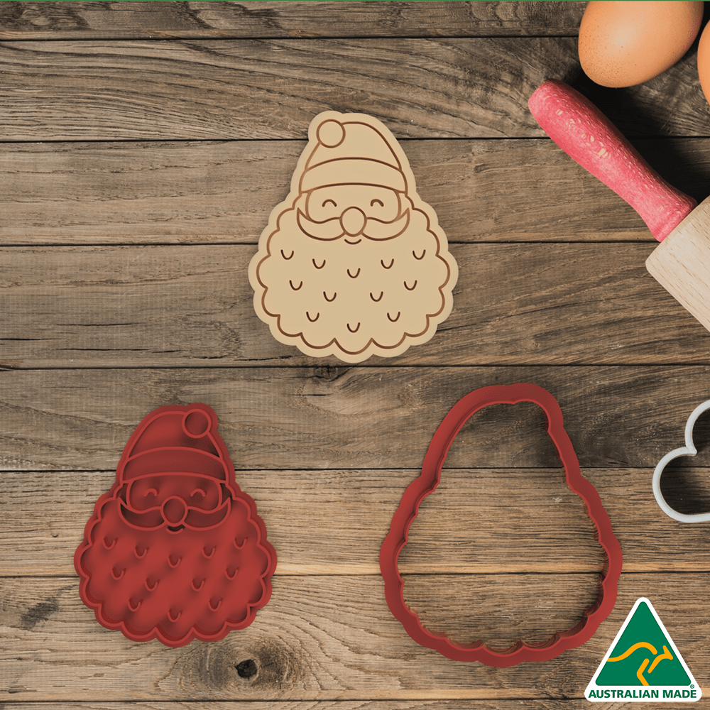Australian Cookie Cutters Cookie Cutters Christmas Santa Face Cookie Cutter and Embosser Stamp