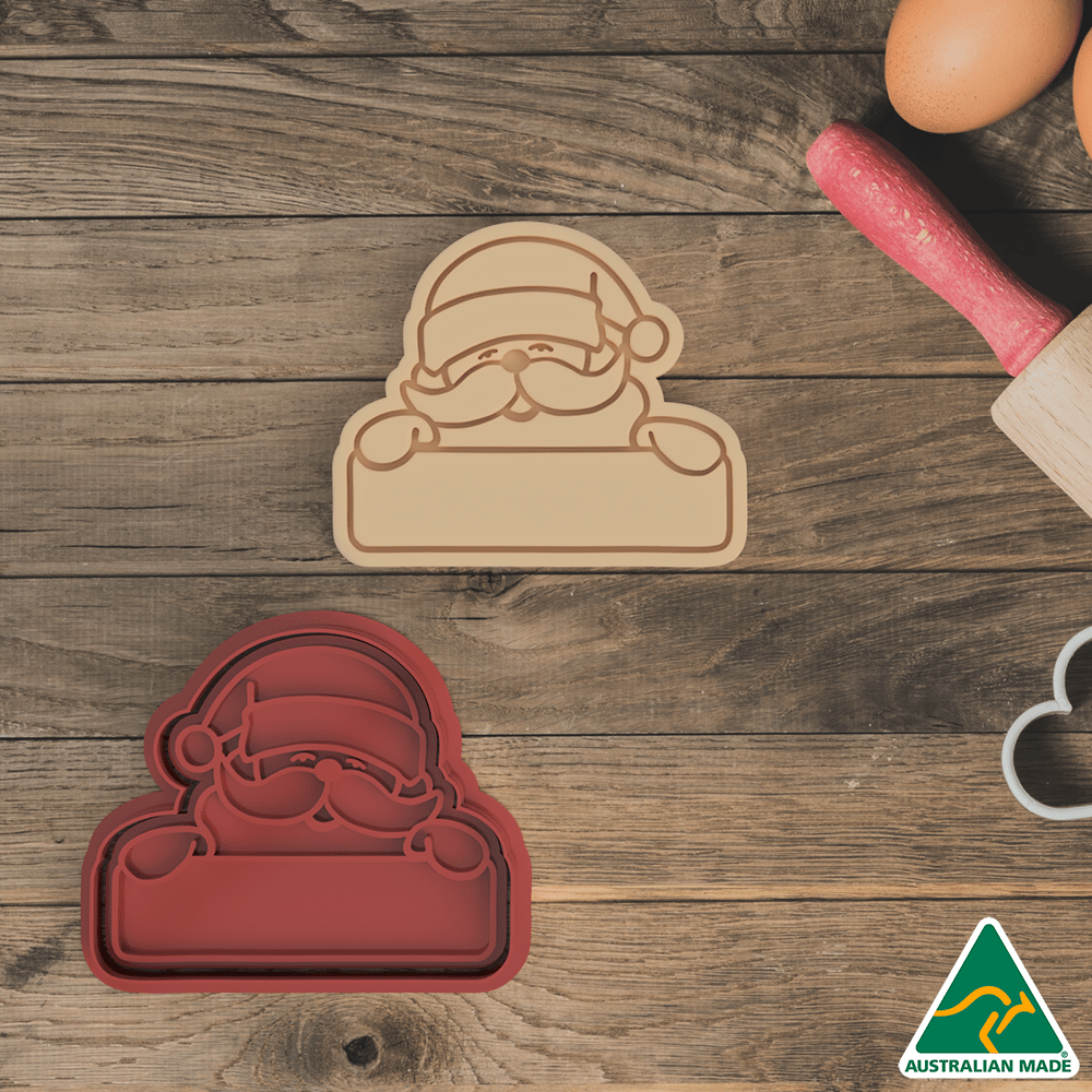 Australian Cookie Cutters Cookie Cutters Christmas Santa Name Plate Cookie Cutter and Embosser Stamp