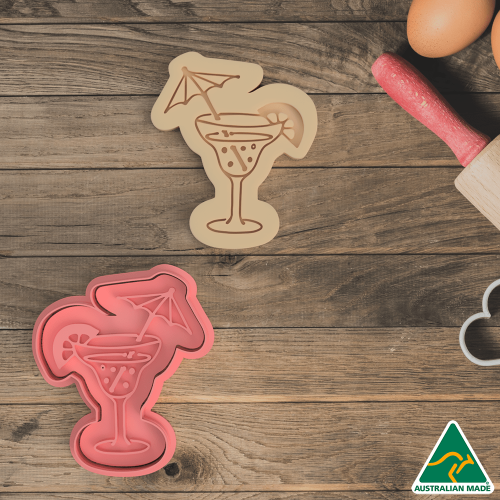 Australian Cookie Cutters Cookie Cutters Cocktail Cookie Cutter and Embosser Stamp