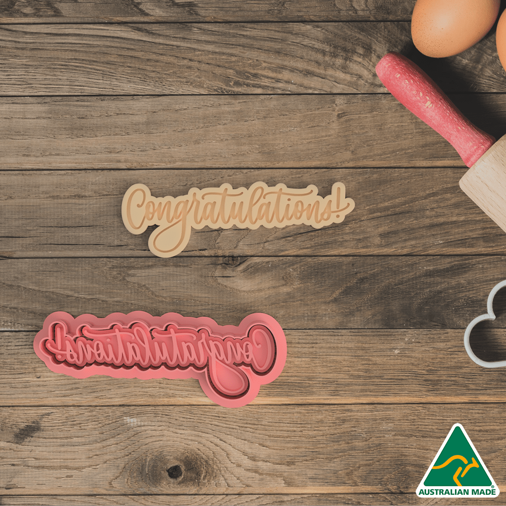 Australian Cookie Cutters Cookie Cutters Congratulations Cookie Cutter and Embosser Stamp
