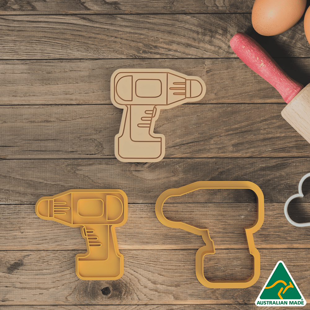 Australian Cookie Cutters Cookie Cutters Construction Tool- Hand Drill Cookie Cutter And Embosser Stamp