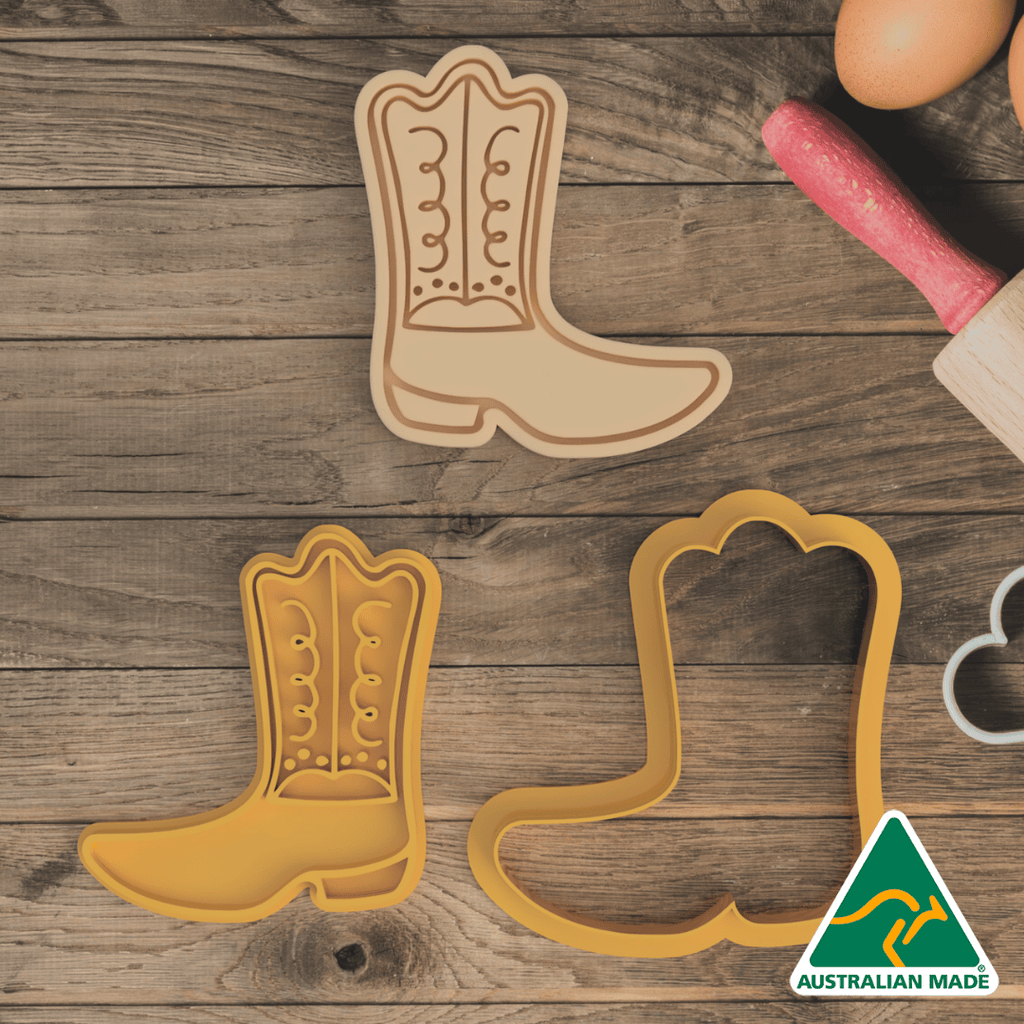 Australian Cookie Cutters Cookie Cutters Cowboy Boot Cookie Cutter and Embosser Stamp