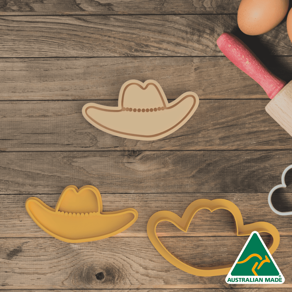Australian Cookie Cutters Cookie Cutters Cowboy Hat Cookie Cutter and Embosser Stamp