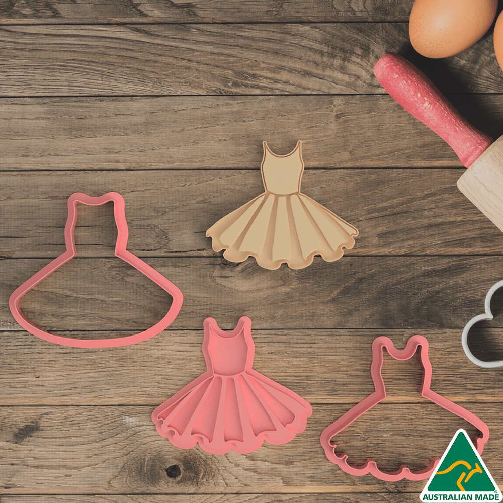 Australian Cookie Cutters Cookie Cutters Dress Cookie Cutter and Embosser Stamp