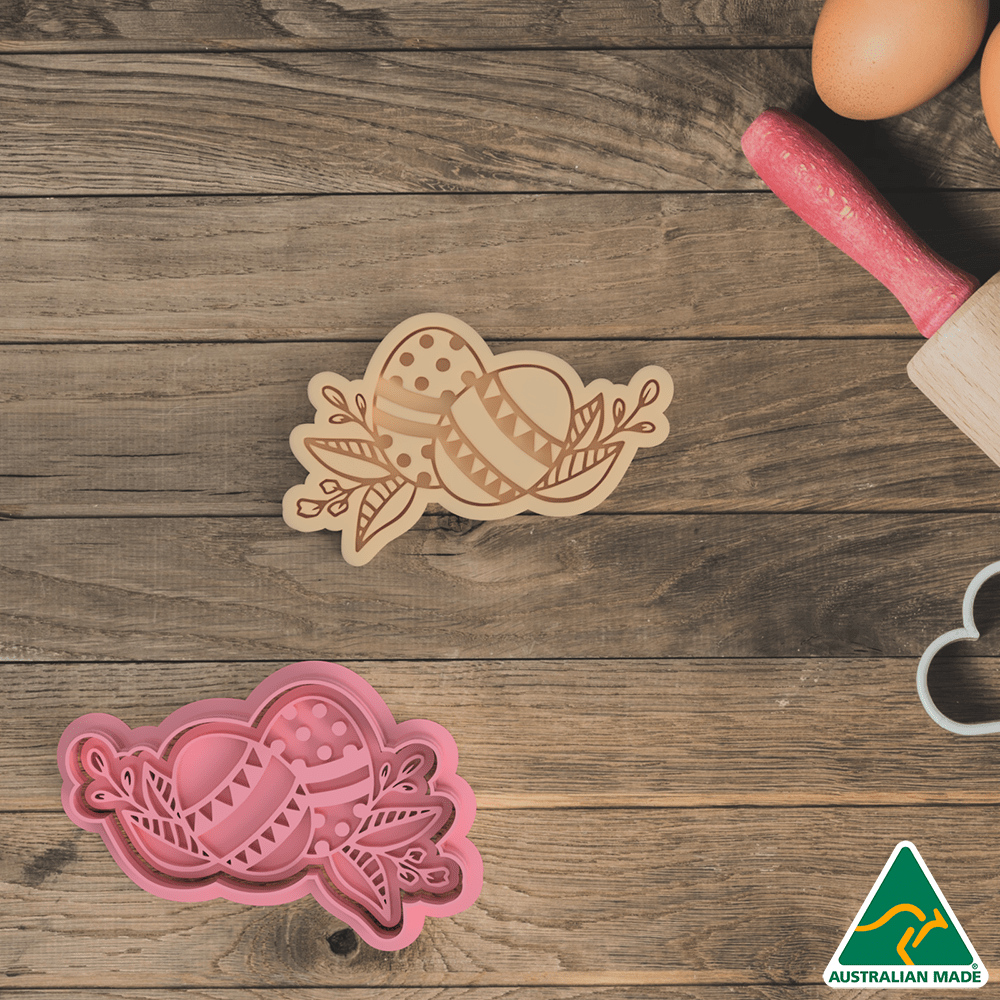 Australian Cookie Cutters Cookie Cutters Easter Egg and Flowers Cookie Cutter And Embosser Stamp