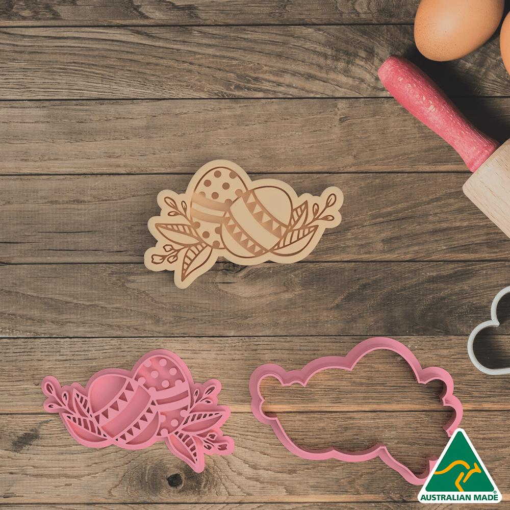 Australian Cookie Cutters Cookie Cutters Easter Egg and Flowers Cookie Cutter And Embosser Stamp
