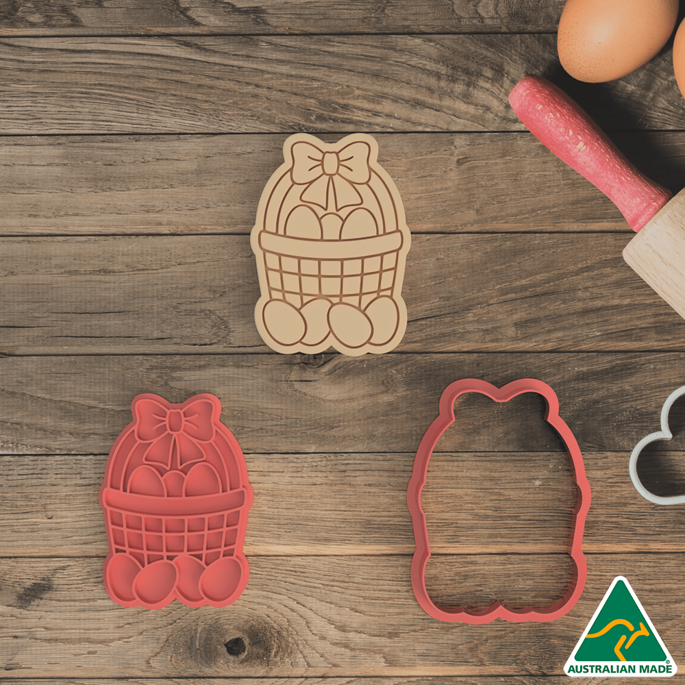 Australian Cookie Cutters Cookie Cutters Easter Egg Basket Cookie Cutter and Embosser Stamp