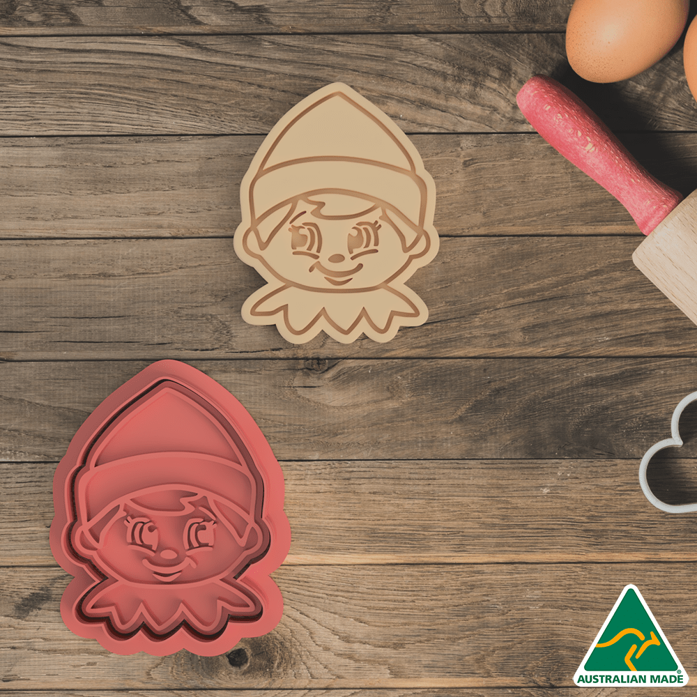 Australian Cookie Cutters Cookie Cutters Elf Cookie Cutter and Embosser Stamp