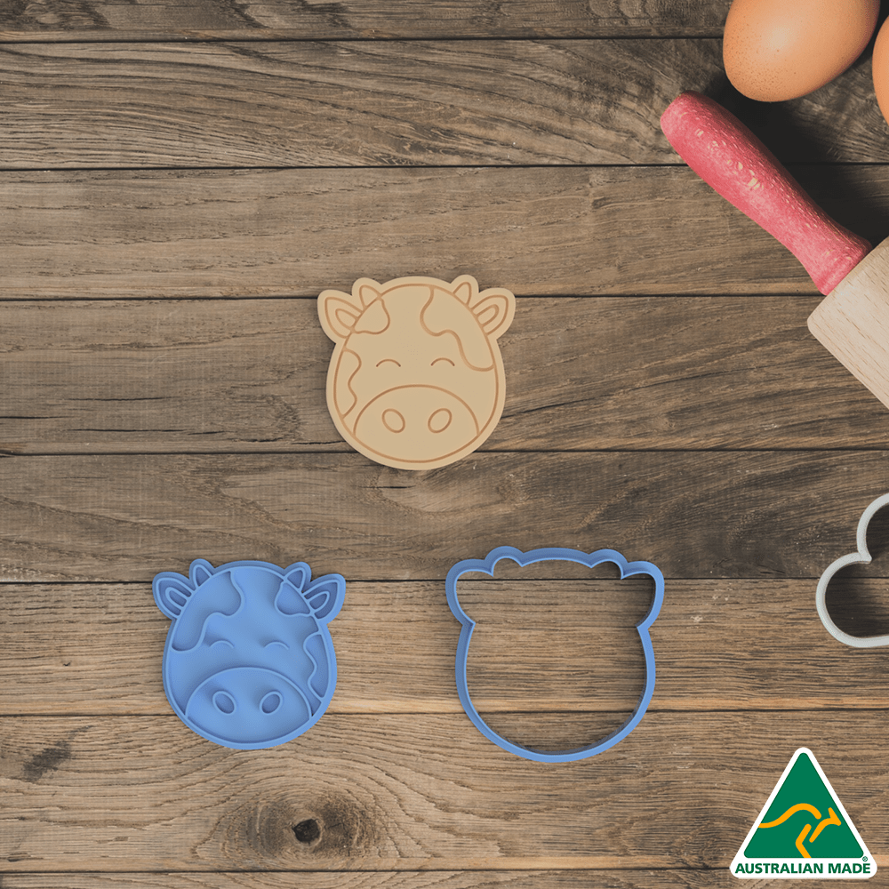 Australian Cookie Cutters Cookie Cutters Farm Animals- Cow Cookie Cutter And Embosser Stamp